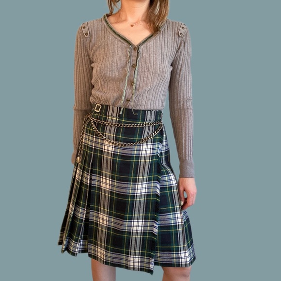 [VINTAGE ST MICHAEL] WOOL PLAID SCHOOL GIRL SKIRT - Picture 1 of 10